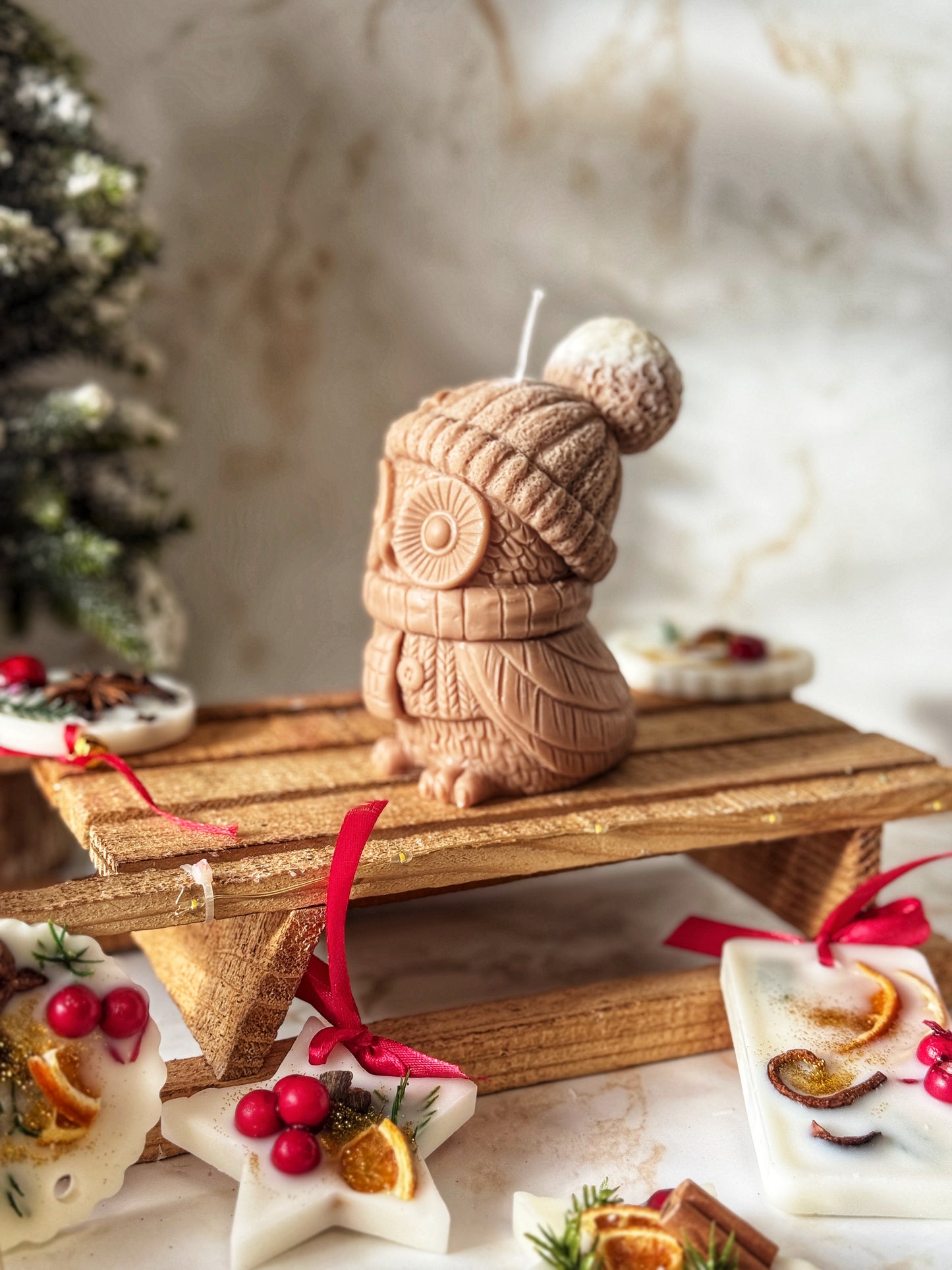 Owl Candle with Winter Hat | Christmas Collection