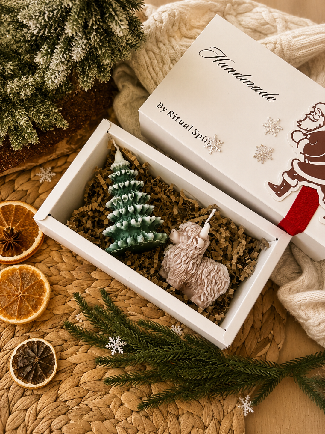 Highland Cow Christmas Candle Gift Set