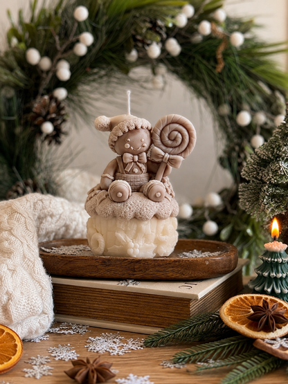 Gingerbread Boy Christmas Candle
