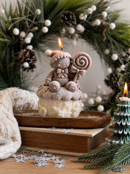 Gingerbread Boy Christmas Candle