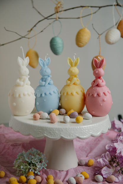 Pastel Bunny Egg Candle