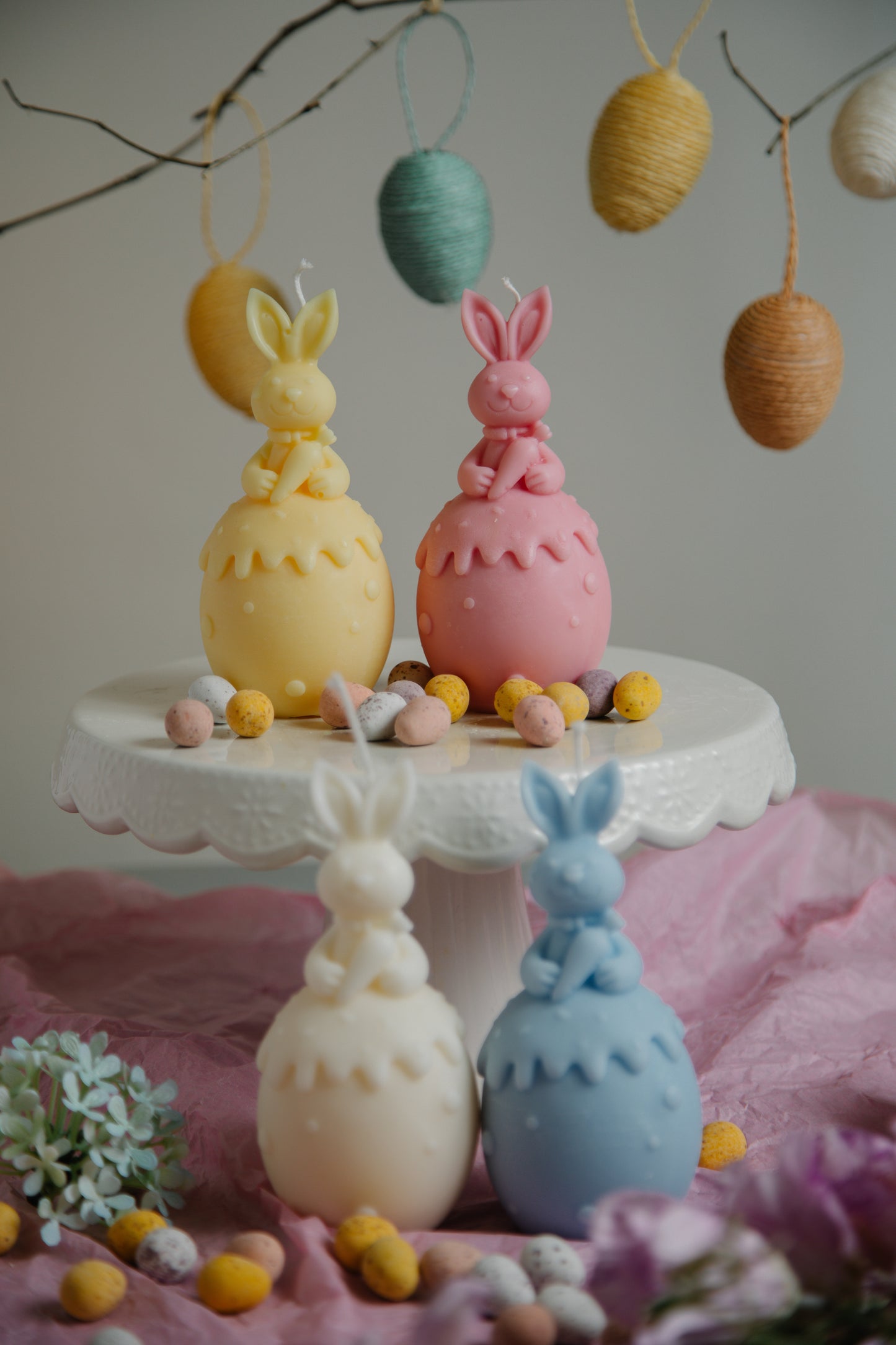 Pastel Bunny Egg Candle