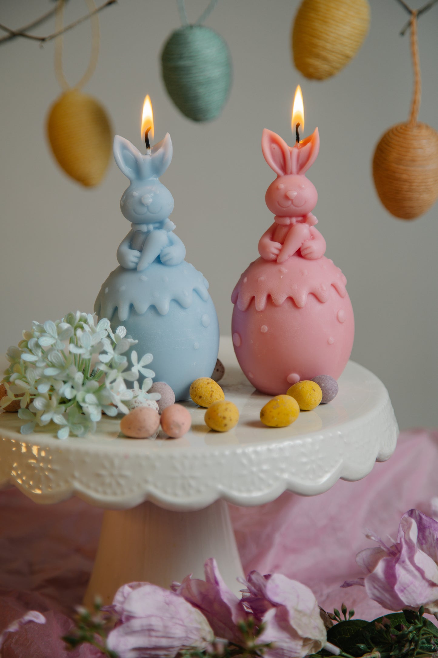 Pastel Bunny Egg Candle