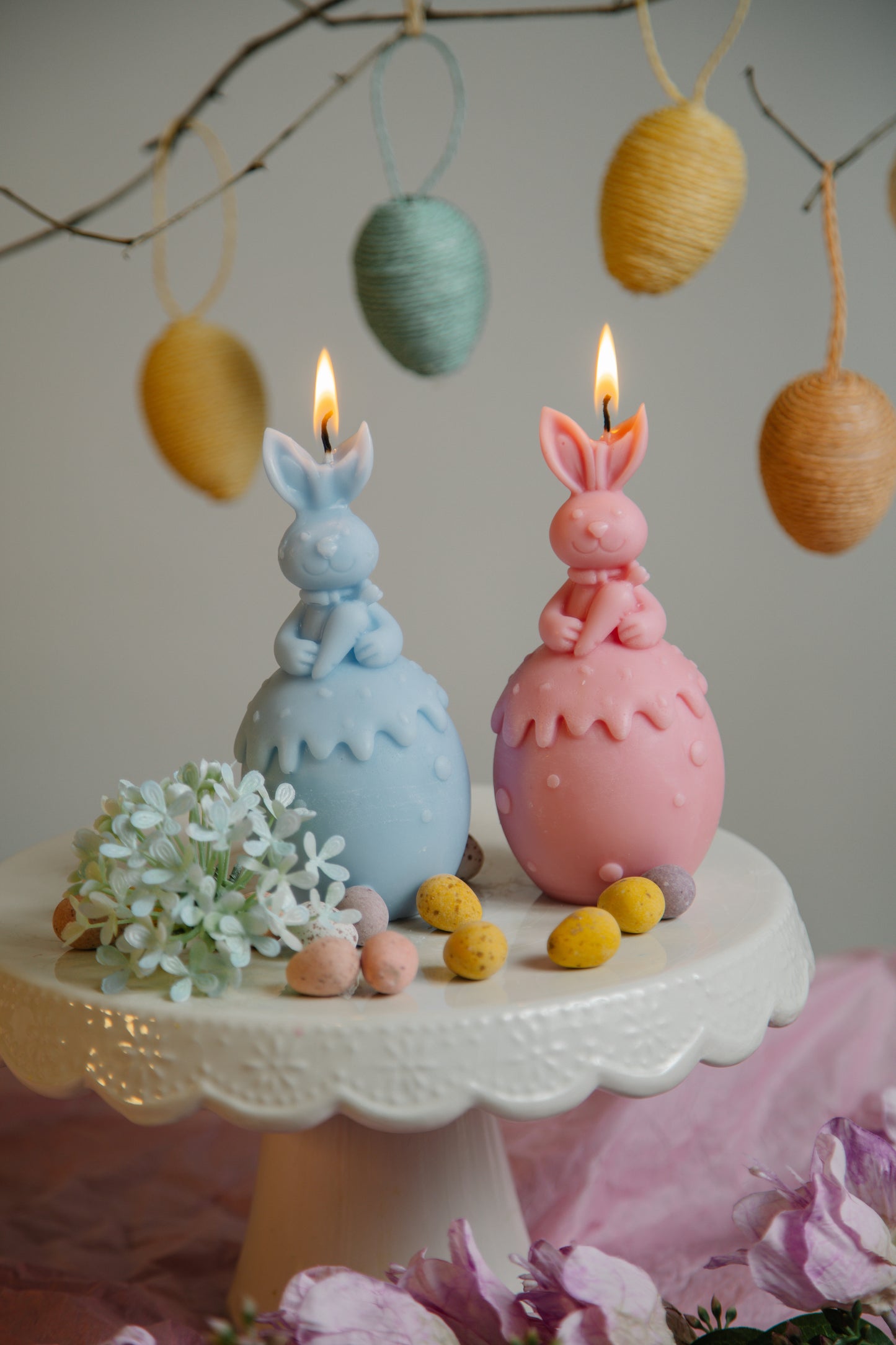 Pastel Bunny Egg Candle
