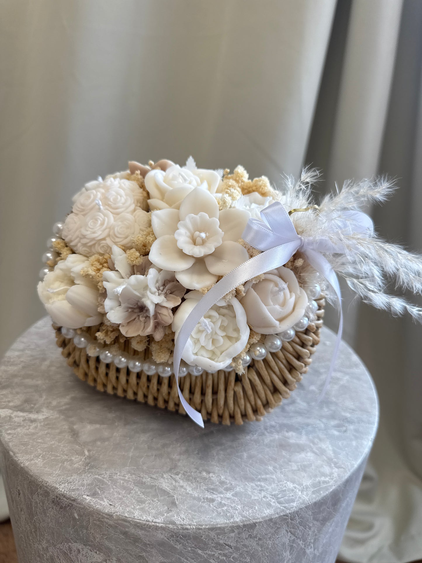 Pearl Basket Candle Bouquet