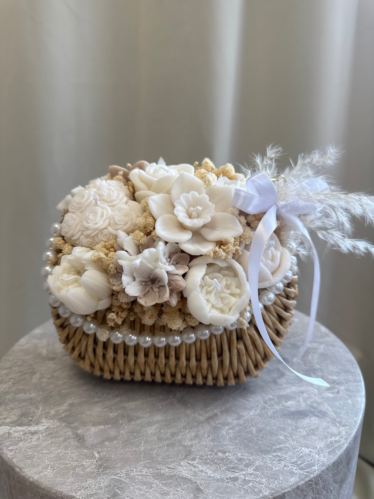 Pearl Basket Candle Bouquet