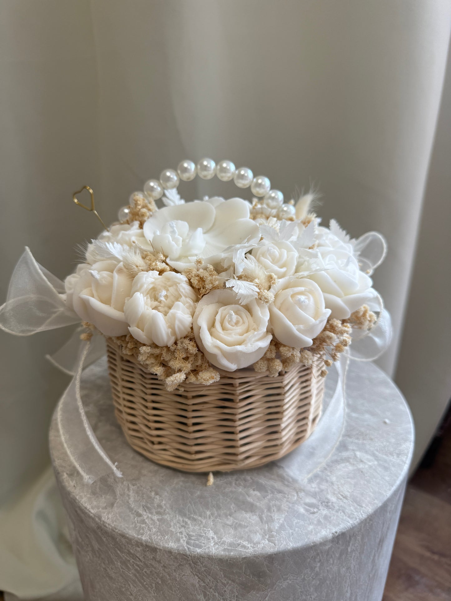 Pearl Basket Candle Bouquet