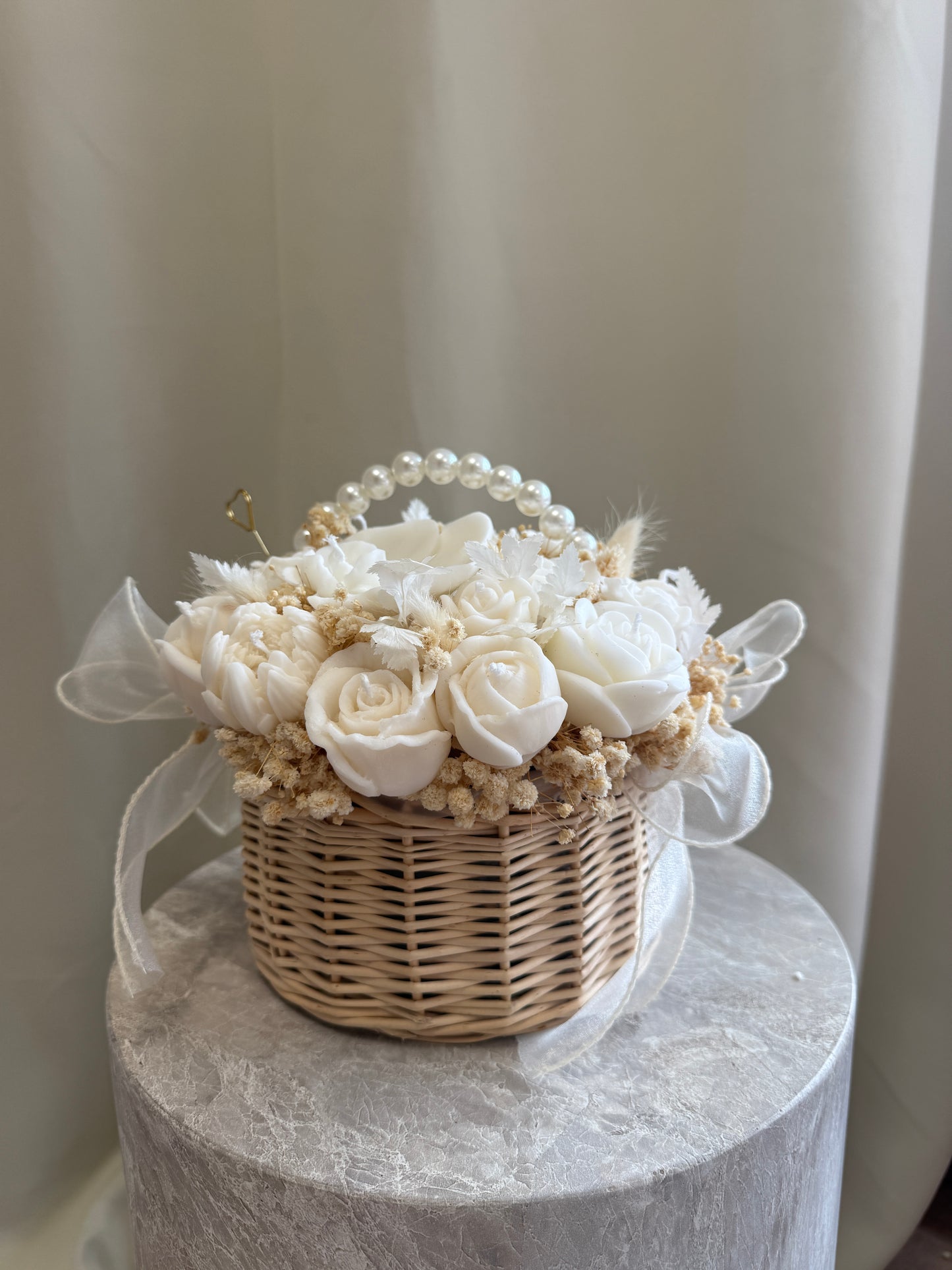 Pearl Basket Candle Bouquet