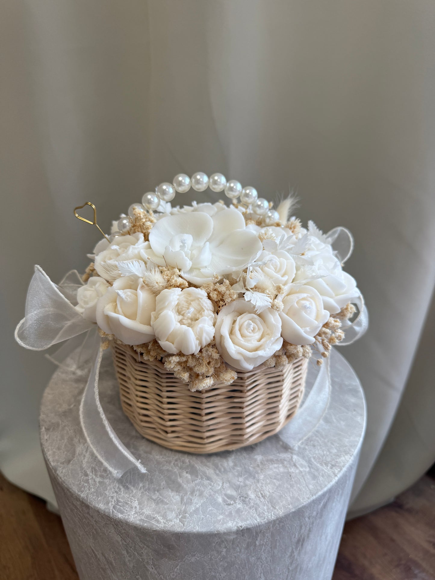 Pearl Basket Candle Bouquet