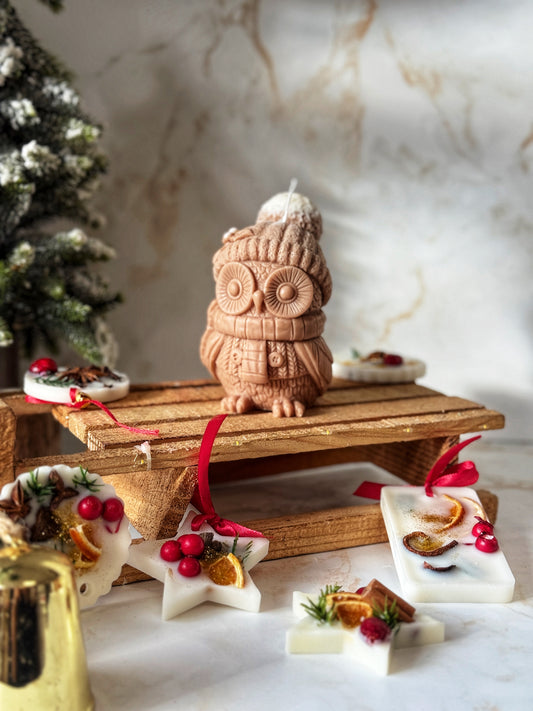 Owl Candle with Winter Hat | Christmas Collection