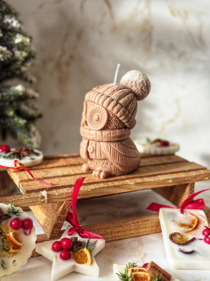 Owl Candle with Winter Hat | Christmas Collection