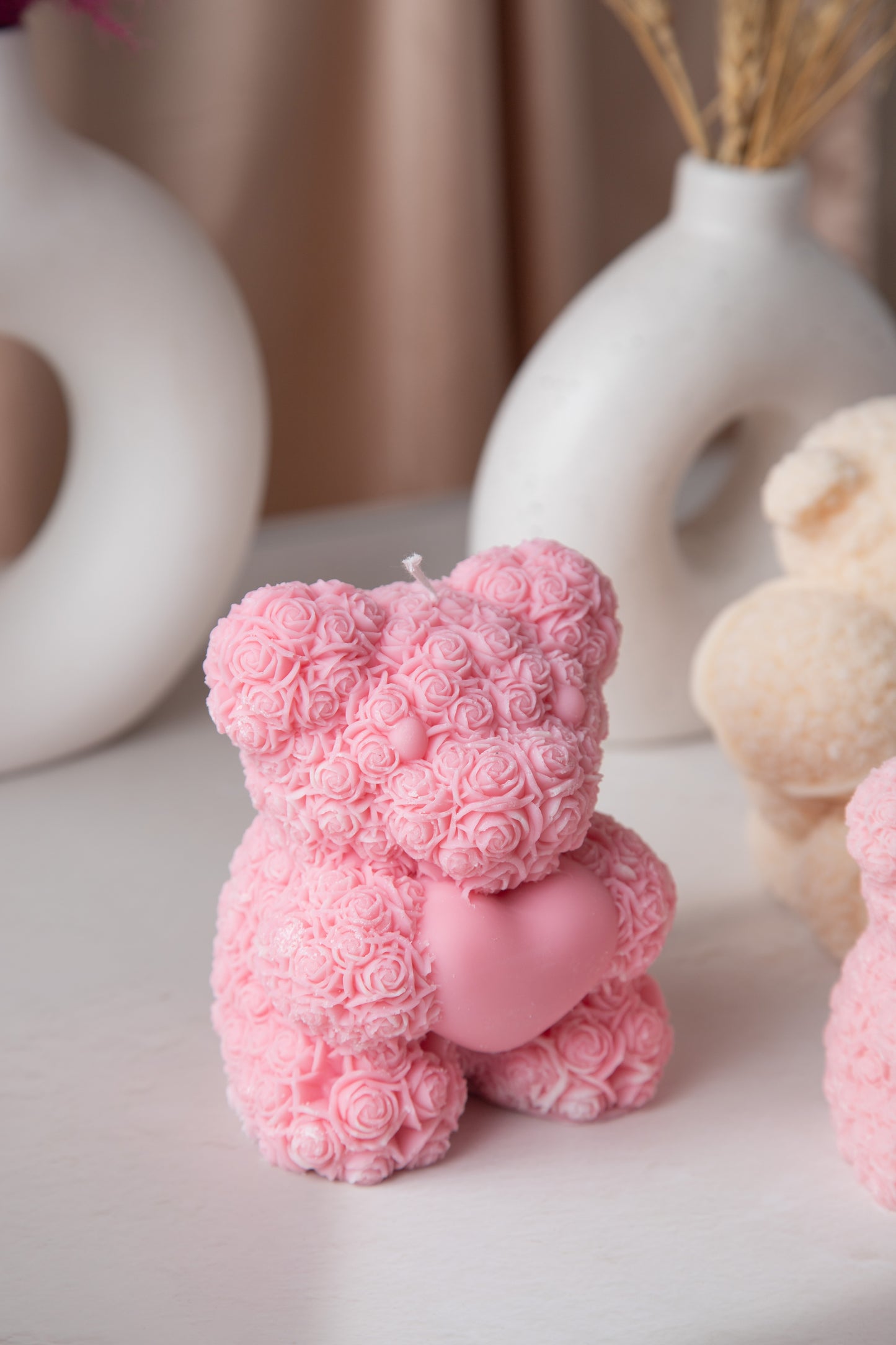 XL Rose bear candle
