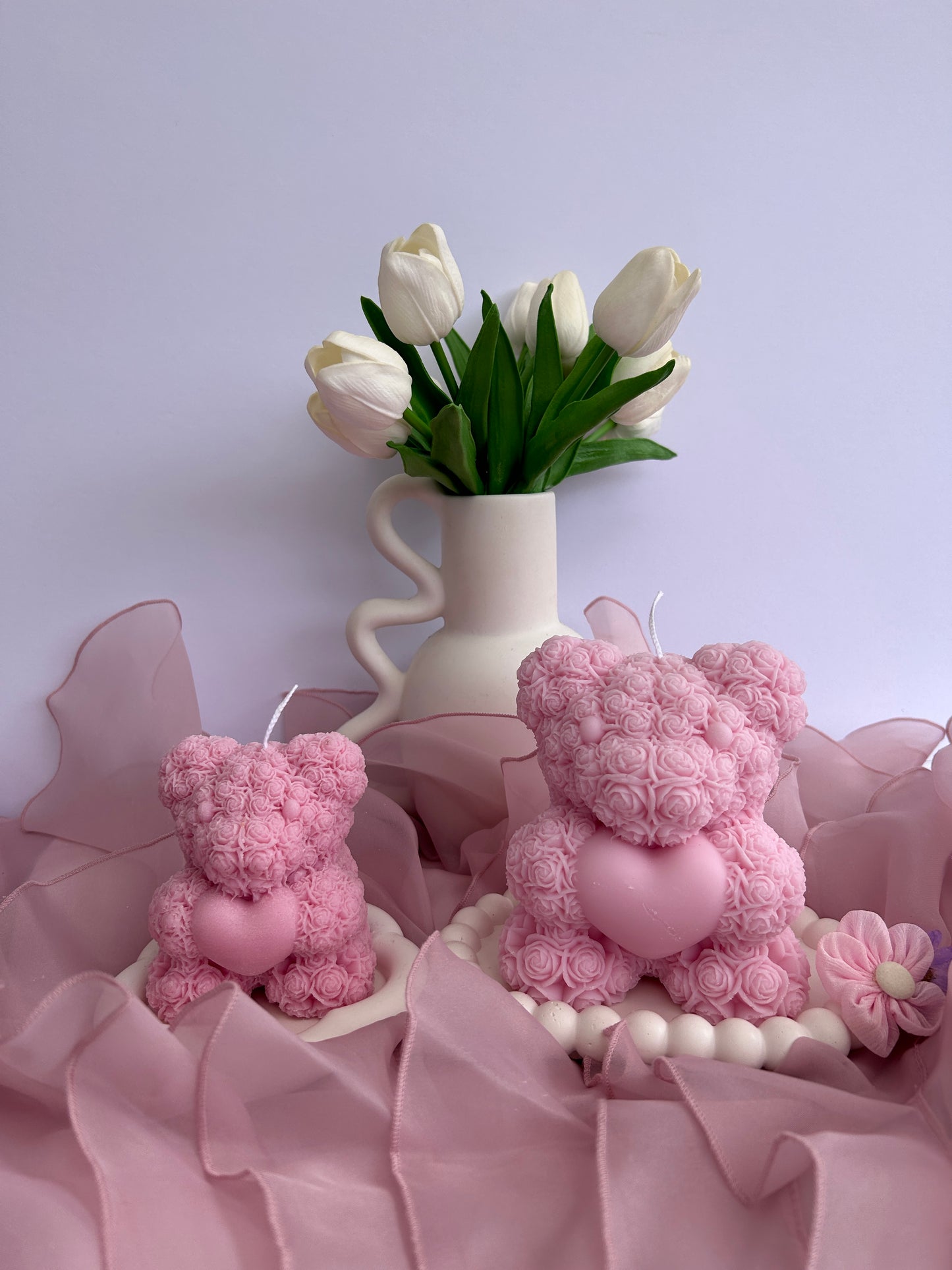 XL Rose bear candle