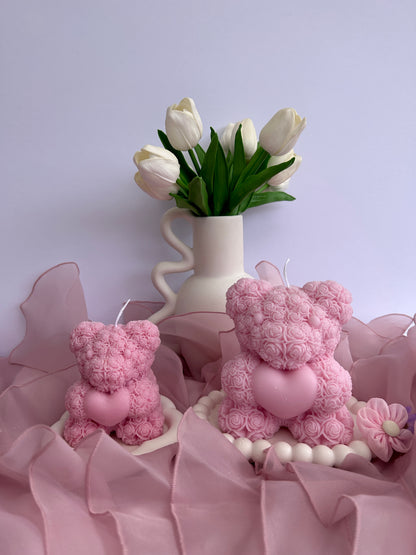 XL Rose bear candle