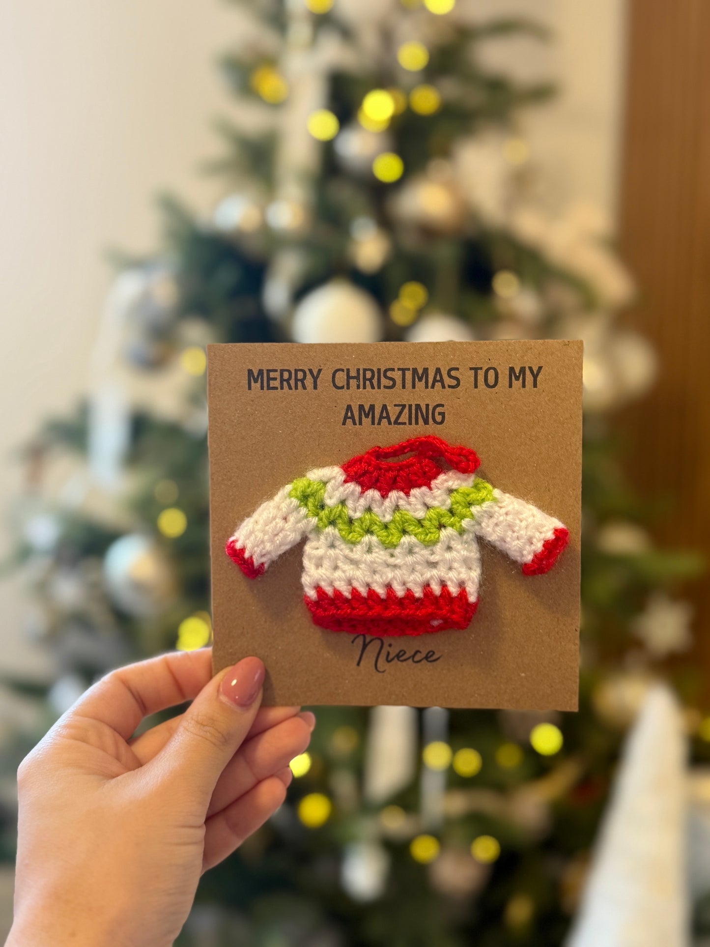 Handmade Crochet Sweater Card