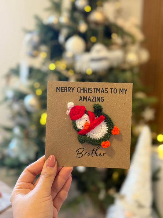 Handmade Crochet Penguin Card